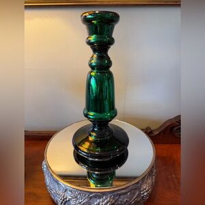 Vintage Green Mercury Glass Candlestick